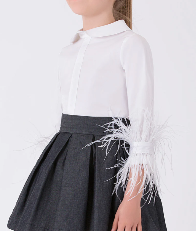 Feather Shirt & Skirt Outfit